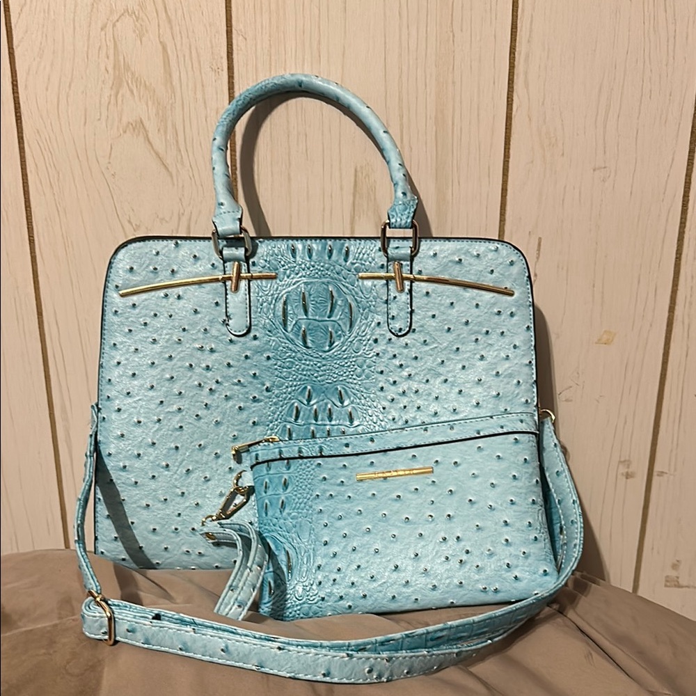 Amazon Blue Satchel with Luxurious Texture and Versatile Design